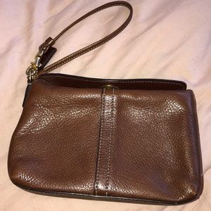Brown leather old coach purse